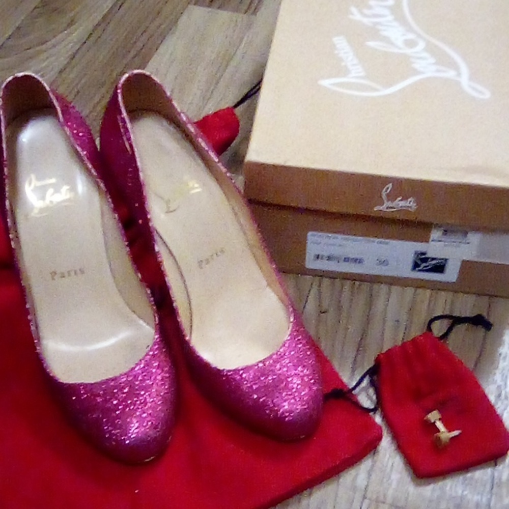 Christian louboutin Ron Ron glitter mini in fuschia size 36